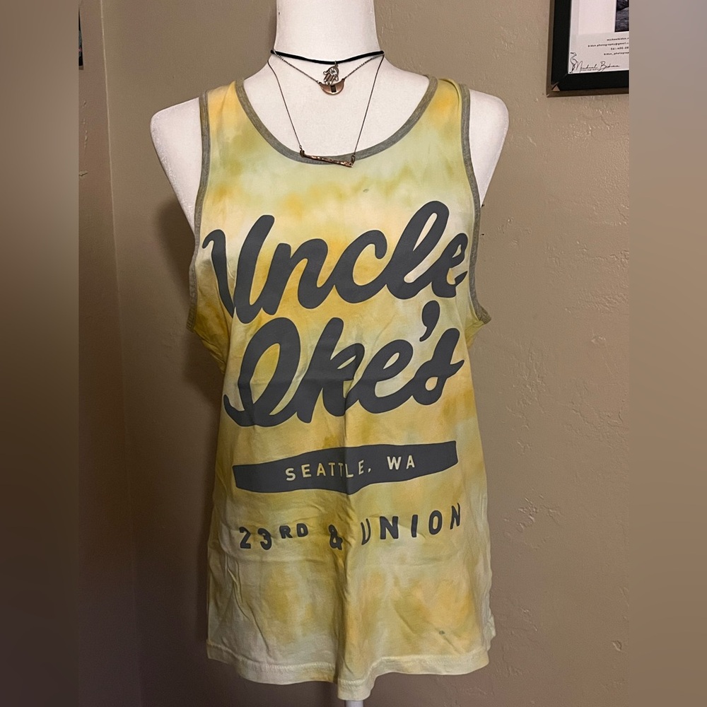 Next Level Apparel Yellow and Gray Tank Top